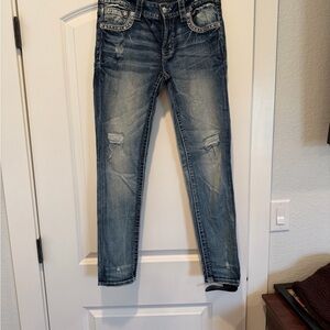 Miss Me Men's Faded Blue Skinny Jeans